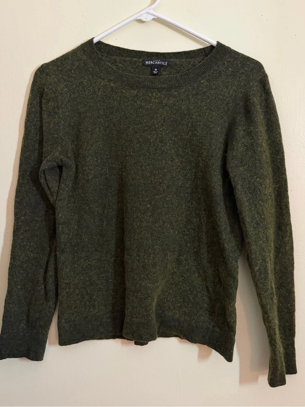 J. Crew Green Wool Crewneck Sweater